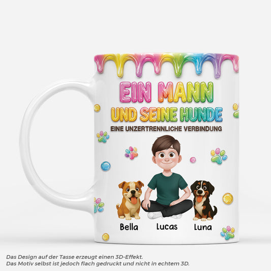 9117MGE1 3d druck effekt eine unzertrennliche verbindung personalisierte tasse hund glitzer 9117maqtc