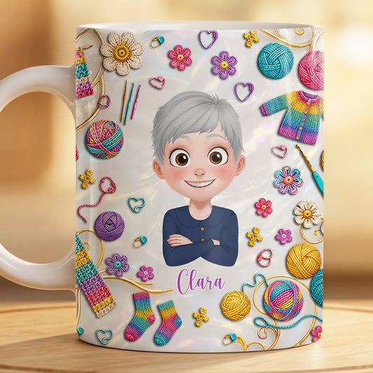 9132MGE2 3d druck effekt wolle regenbogen farbverlauf personalisierte tasse fur frauen cartoon 9132m6esa