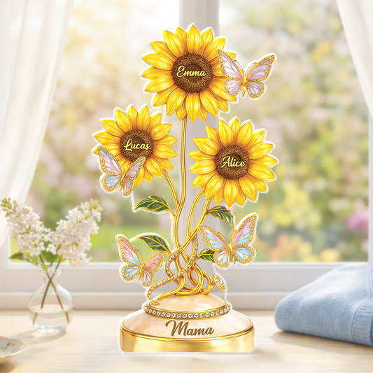 9218AGE1 3d druck effekt sonnenblumen schmetterlinge acryl aufsteller personalisiert mama oma 9218arafpa