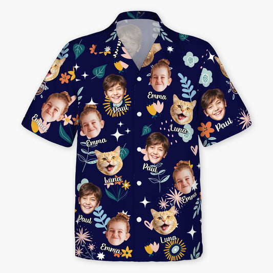 9240AGE1 hawaiihemd mit mehreren gesichtern blumen personalisiertes hawaiihemd frauen manner 9240aa6yca