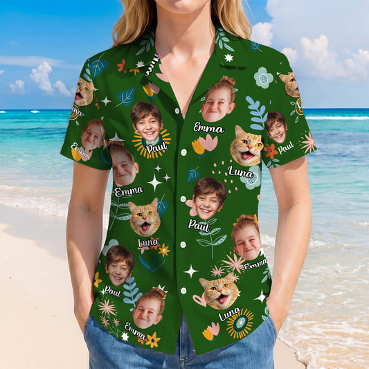 9240AGE2 hawaiihemd mit mehreren gesichtern blumen personalisiertes hawaiihemd frauen manner 9240aa6yca