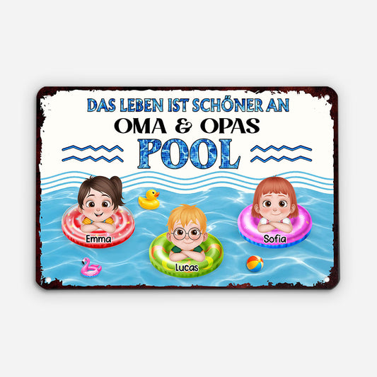 9275EGE1 das leben ist schoner an oma opas pool turschild personalisiert oma opa mama papa sommer 9275e8ysa