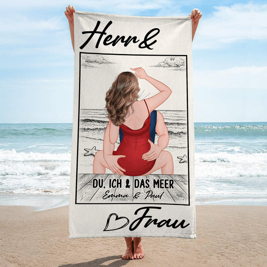 9281BGE2 frau herr strandtuch personalisiert paar 9281bnpog