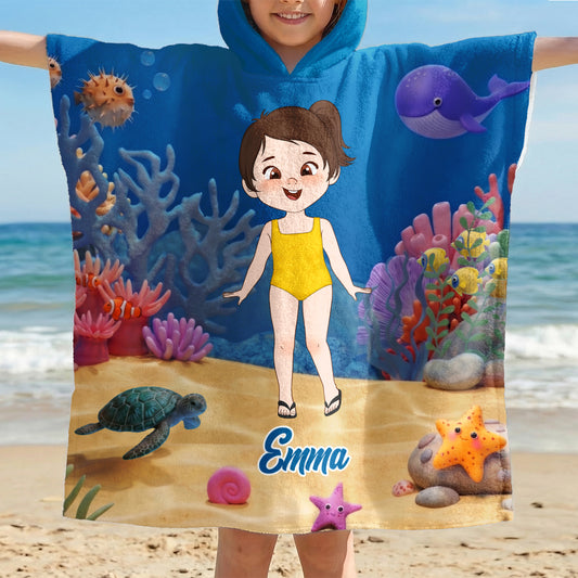 9285AGE1 kind cartoon personalisierte geschenke kinder strandponcho 9285ab8dkk