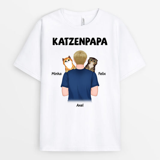 0834AGE1 Personalisierte Geschenke T Shirt Katzen Katzenbesitzer Katzenpapa