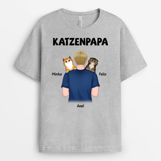 0834AGE2 Personalisierte Geschenke T Shirt Katzen Katzenbesitzer Katzenpapa