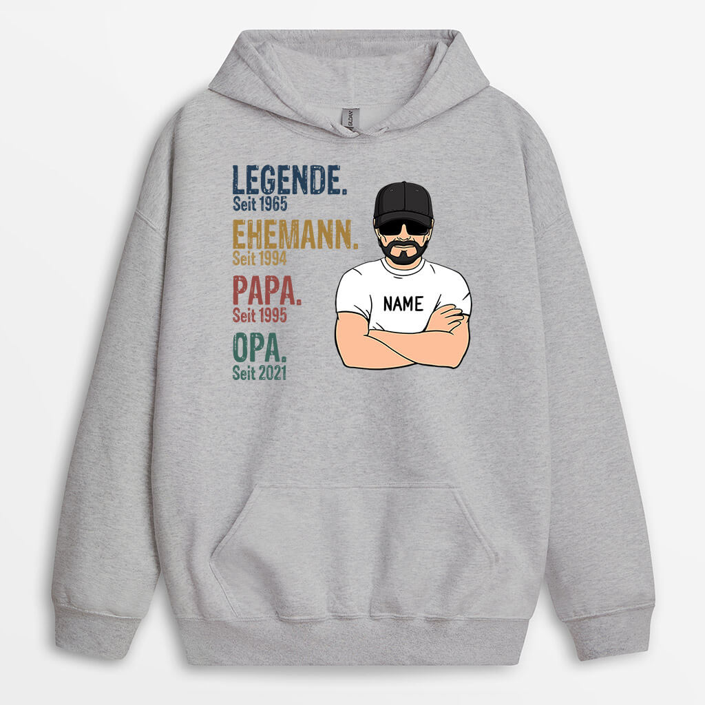 0004HGE1 personalisierte geschenke Hoodie legende opa papa