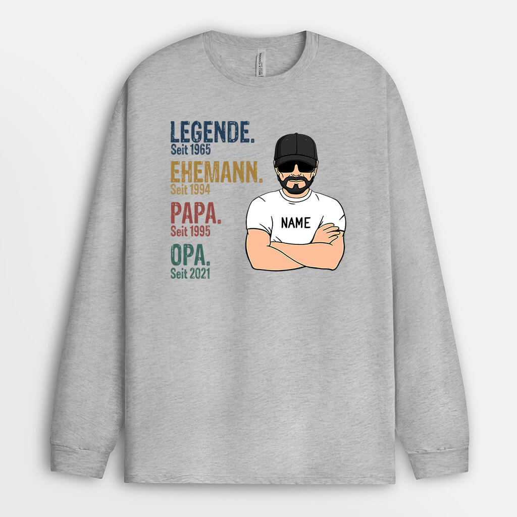 0004NGE1 personalisierte geschenke Langarmshirt legende opa papa