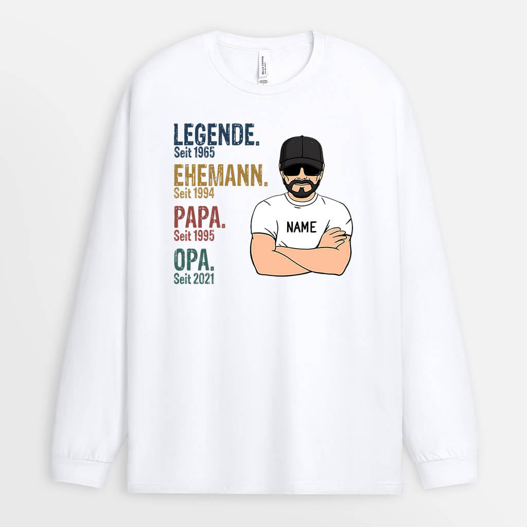 0004NGE2 personalisierte geschenke Langarmshirt legende opa papa