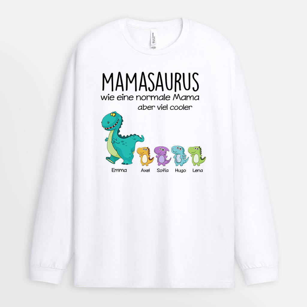 0009NGE1 personalisierte geschenke Langarmshirt dinosaurier oma mama