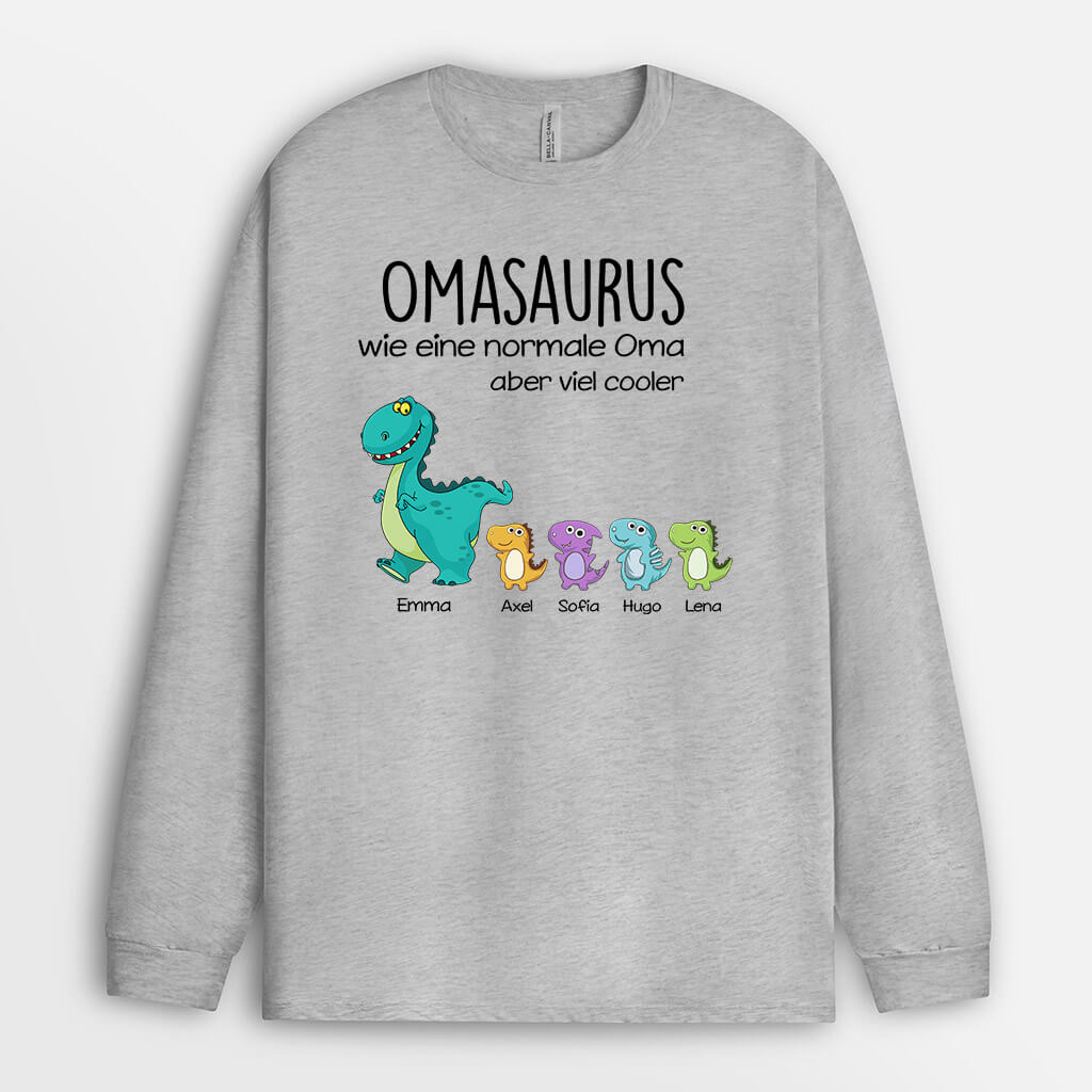 0009NGE2 personalisierte geschenke Langarmshirt dinosaurier oma mama