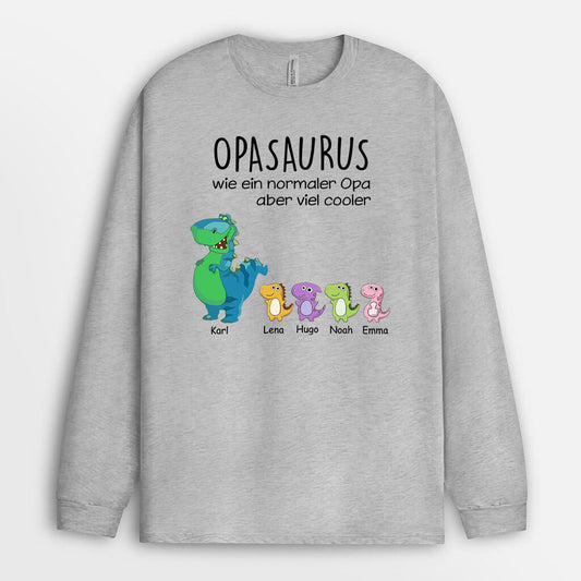 0030NGE2 personalisierte geschenke Langarmshirt dinosaurier opa papa