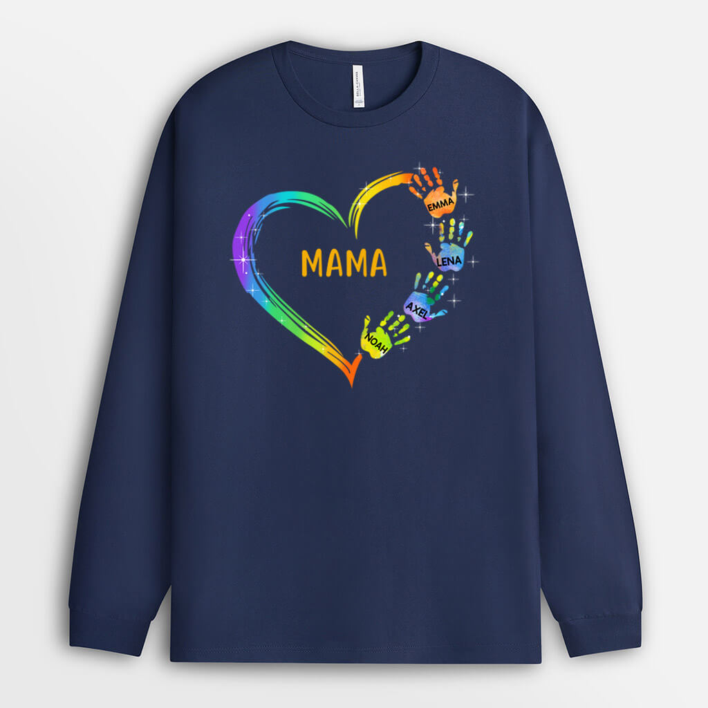 0042NGE1 personalisierte aufmerksamkeiten Langarmshirt herz oma mama