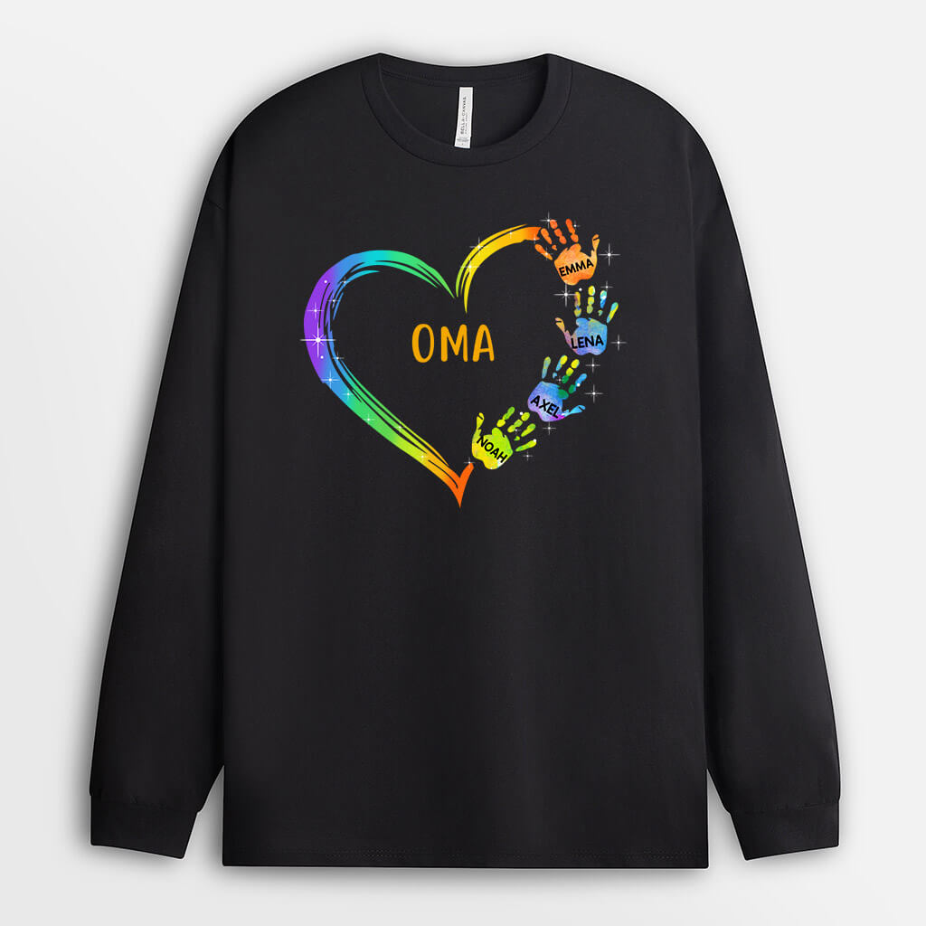 0042NGE2 personalisierte aufmerksamkeiten Langarmshirt herz oma mama