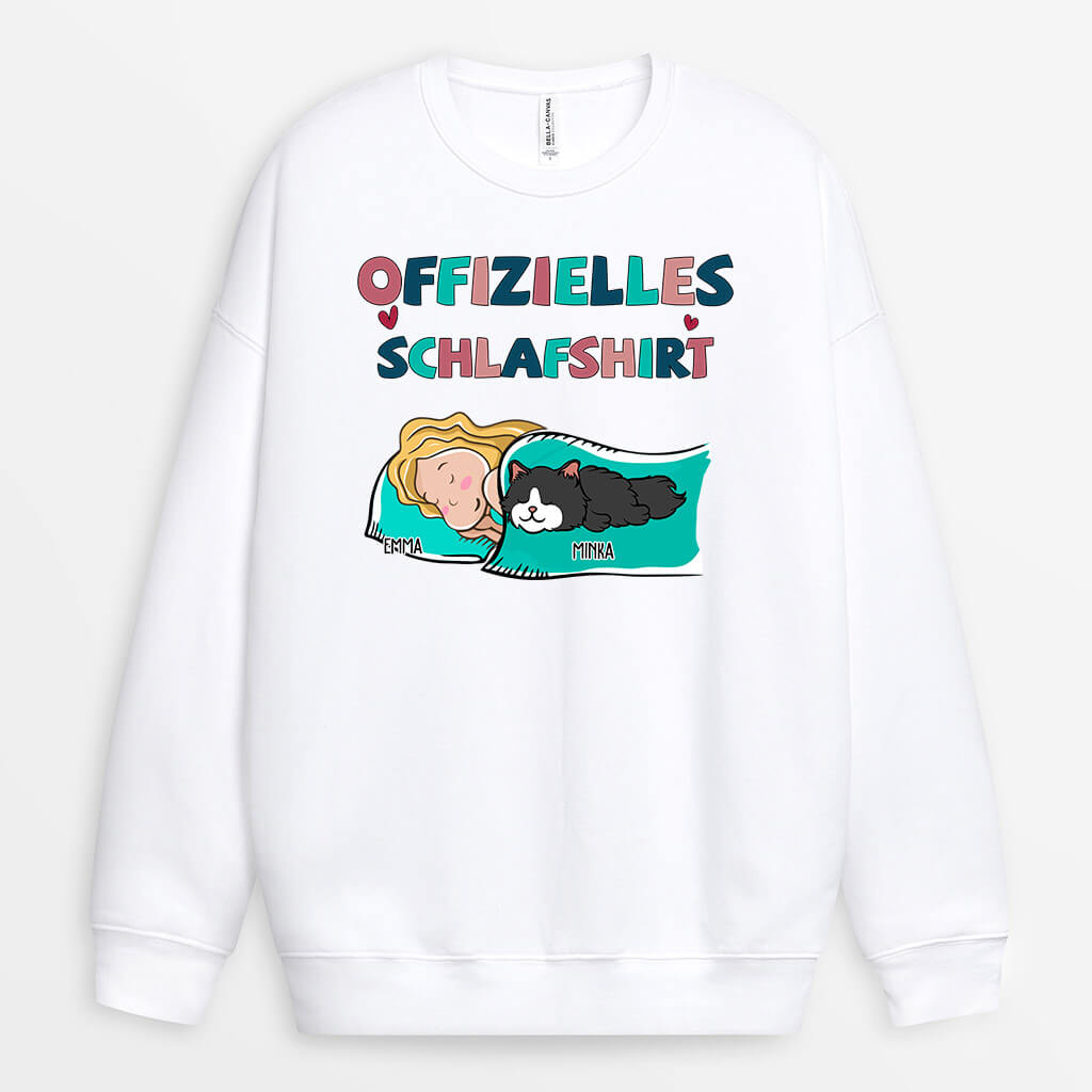 0091WGE1 personalisierte Pullover geschenke katzen katzenliebhaber schlafshirt