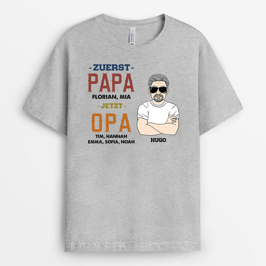 0259AGE2 personalisierte T Shirt geschenke zuerst papa jetzt opa