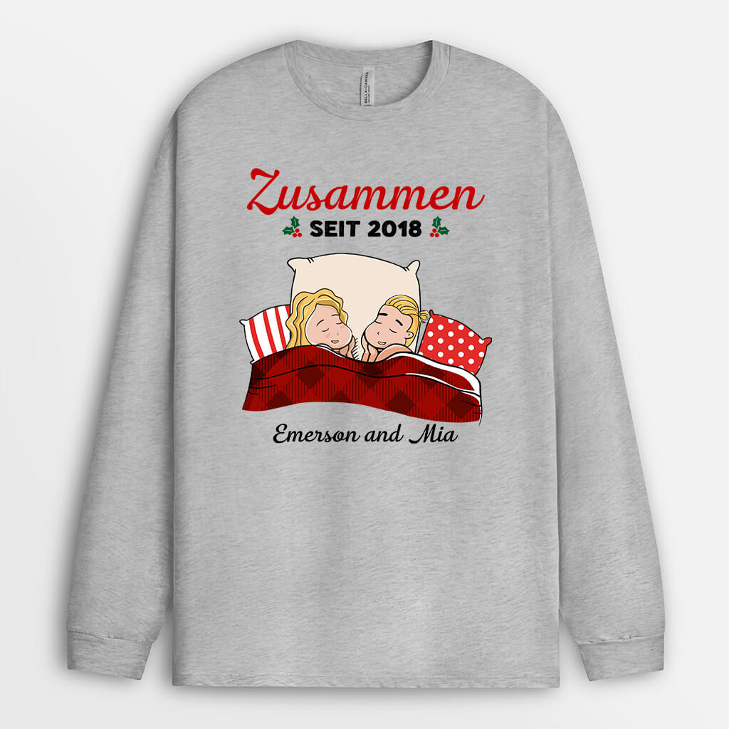 0537NGE2 Personalisierte Geschenke Langarmshirt Freundin Freund Mama Papa Weihnachten