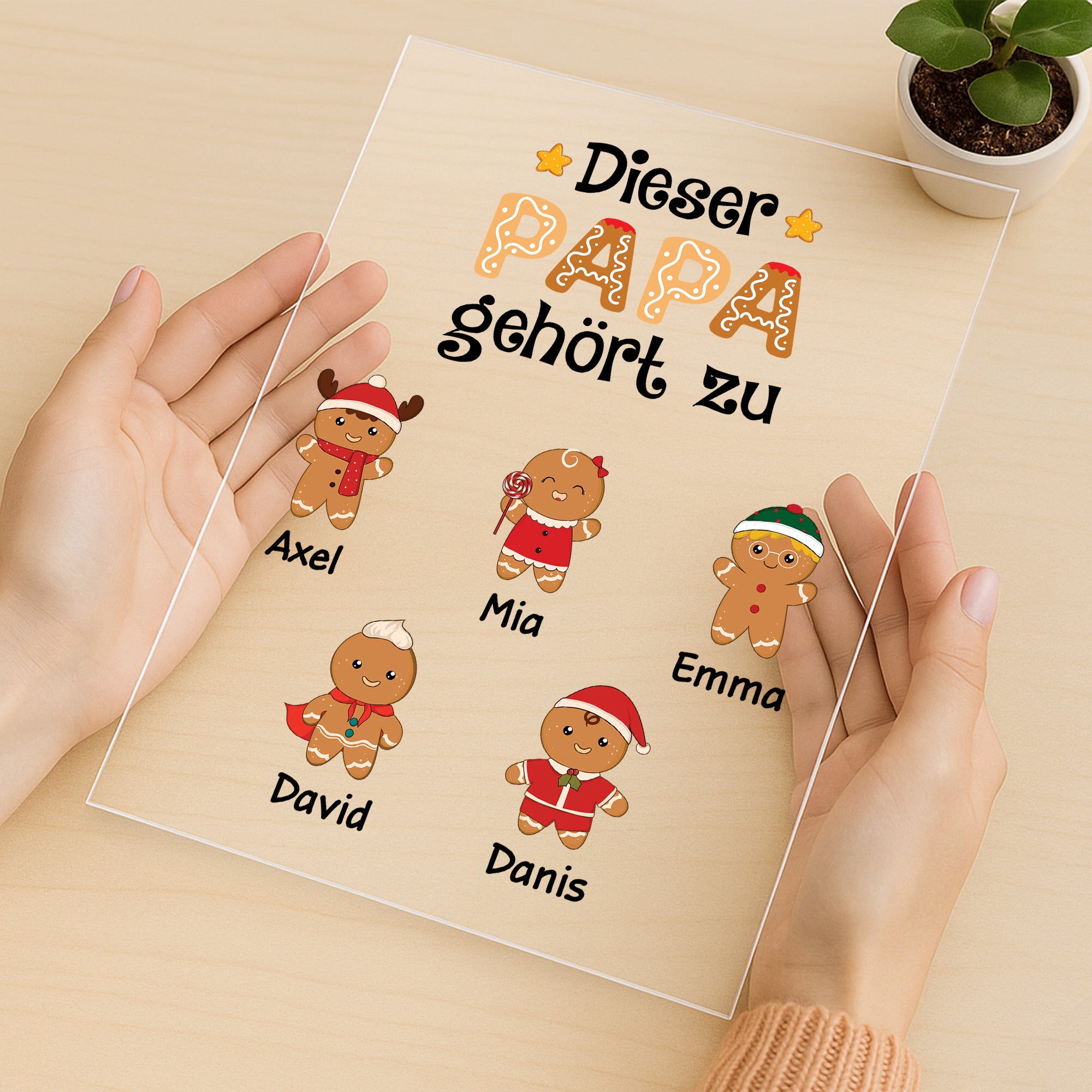 0661RGE3 dieser papa gehort zu lebkuchenmann personalisierte acryl plakette papa weihnachten 0661R8Q7B