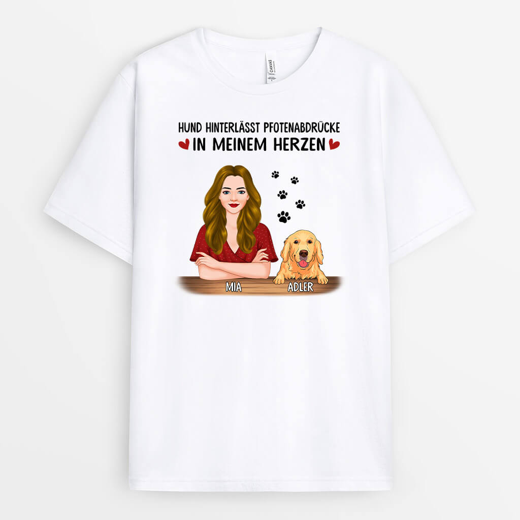 0878AGE1 Personalisierte Geschenke T Shirt Pfote Hund Hundebesitzer Hundeliebhaber