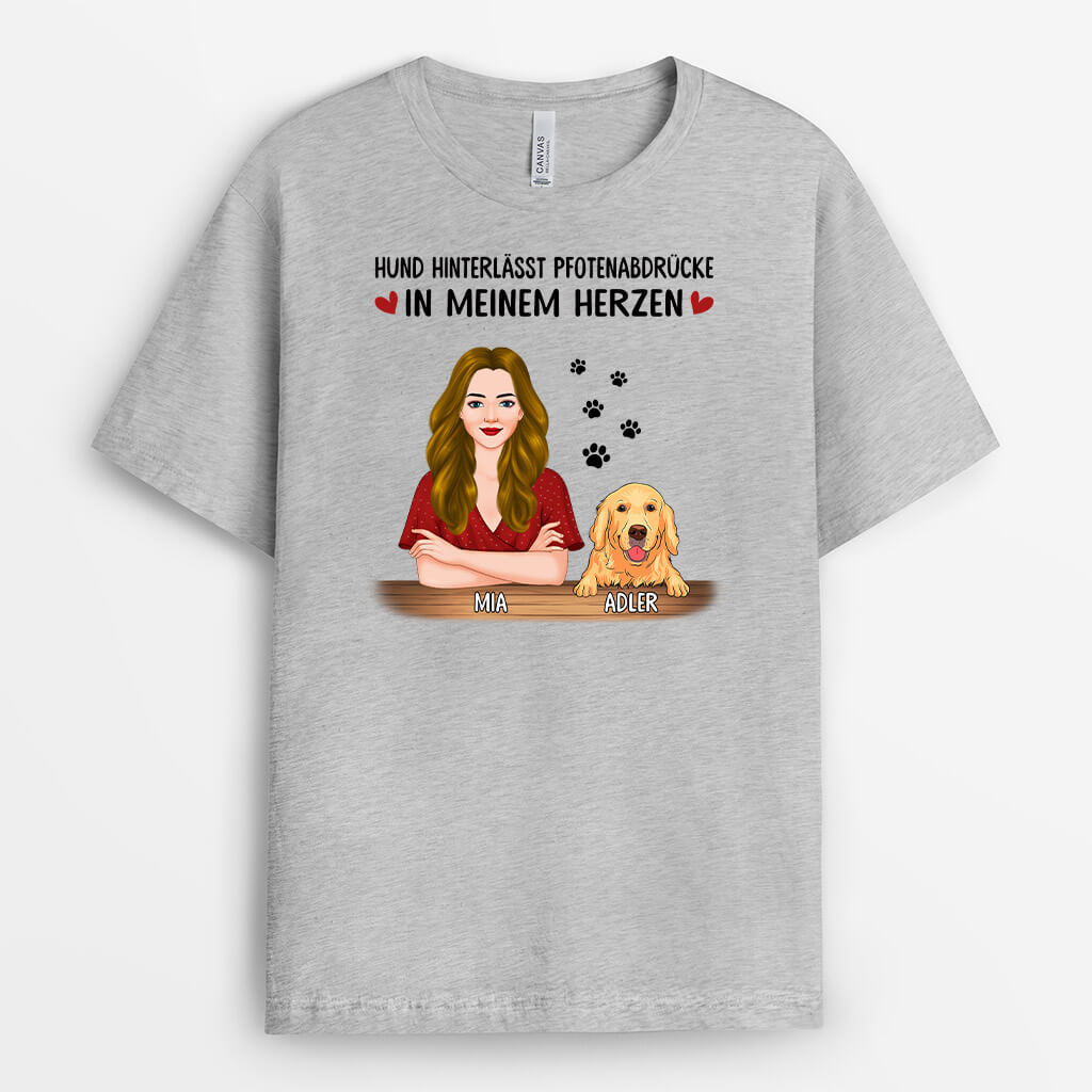 0878AGE2 Personalisierte Geschenke T Shirt Pfote Hund Hundebesitzer Hundeliebhaber