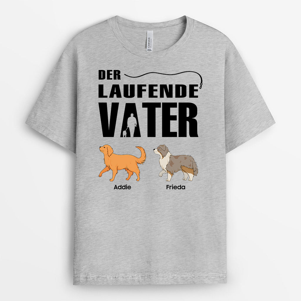 0899AGE1 Personalisierte Geschenke T Shirt laufen Hunde Hundepapa Hundebesitzer