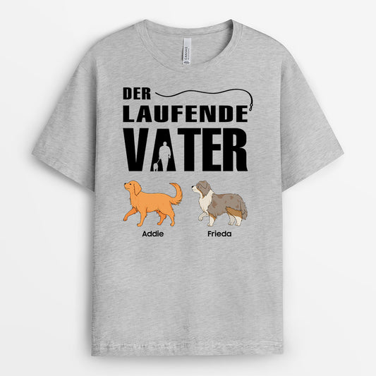 0899AGE1 Personalisierte Geschenke T Shirt laufen Hunde Hundepapa Hundebesitzer