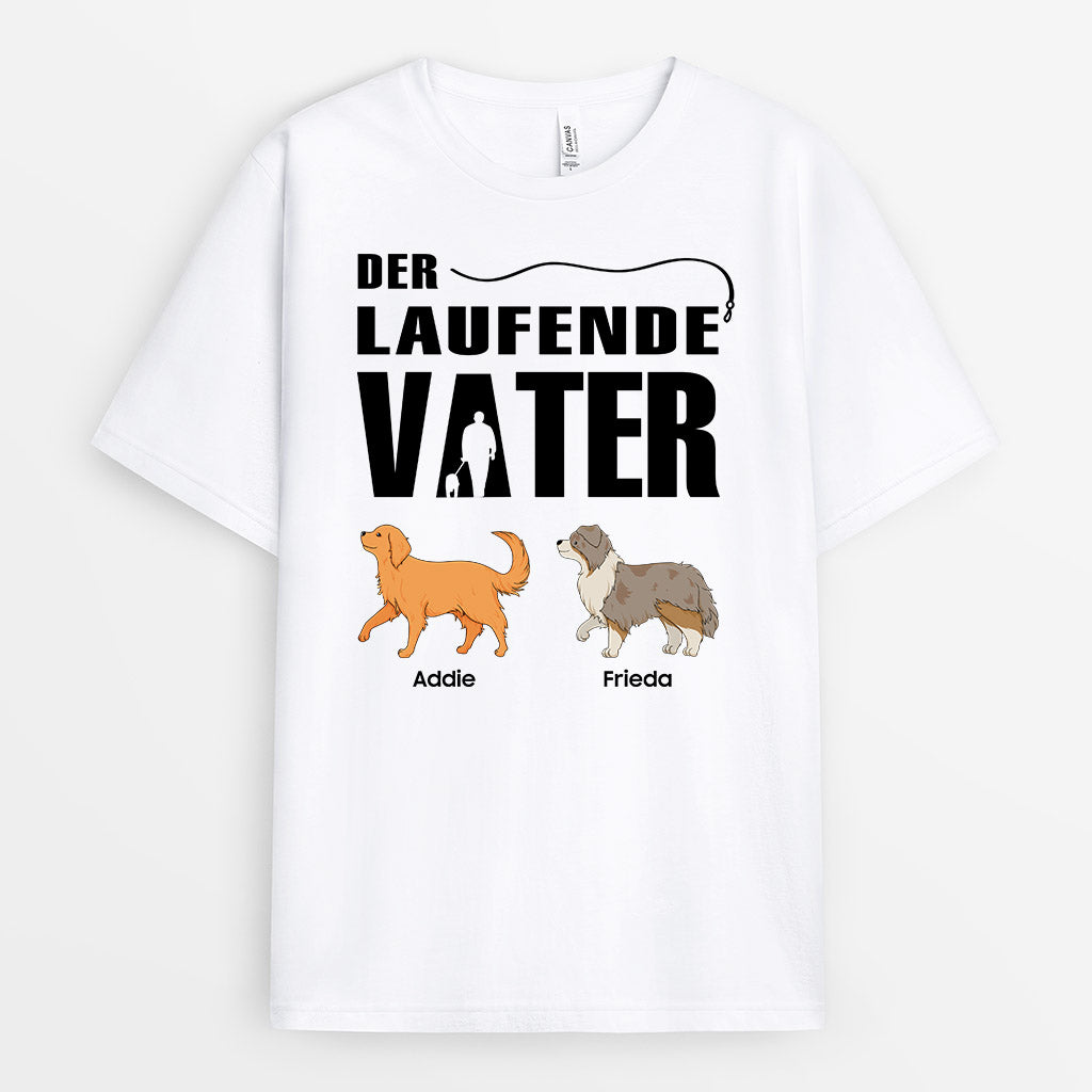 0899AGE2 Personalisierte Geschenke T Shirt laufen Hunde Hundepapa Hundebesitzer