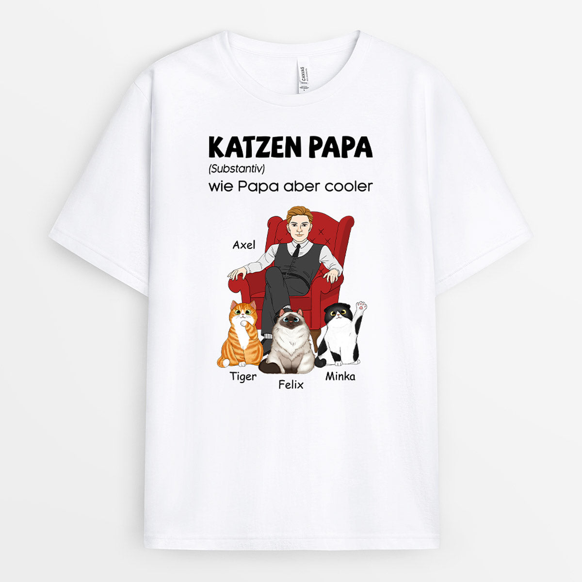 0913AGE1 Personalisierte Geschenke T Shirt Katzen Katzenpapa Katzenliebhaber Katzenbestzer