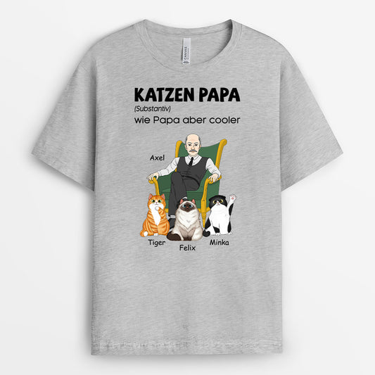 0913AGE2 Personalisierte Geschenke T Shirt Katzen Katzenpapa Katzenliebhaber Katzenbestzer