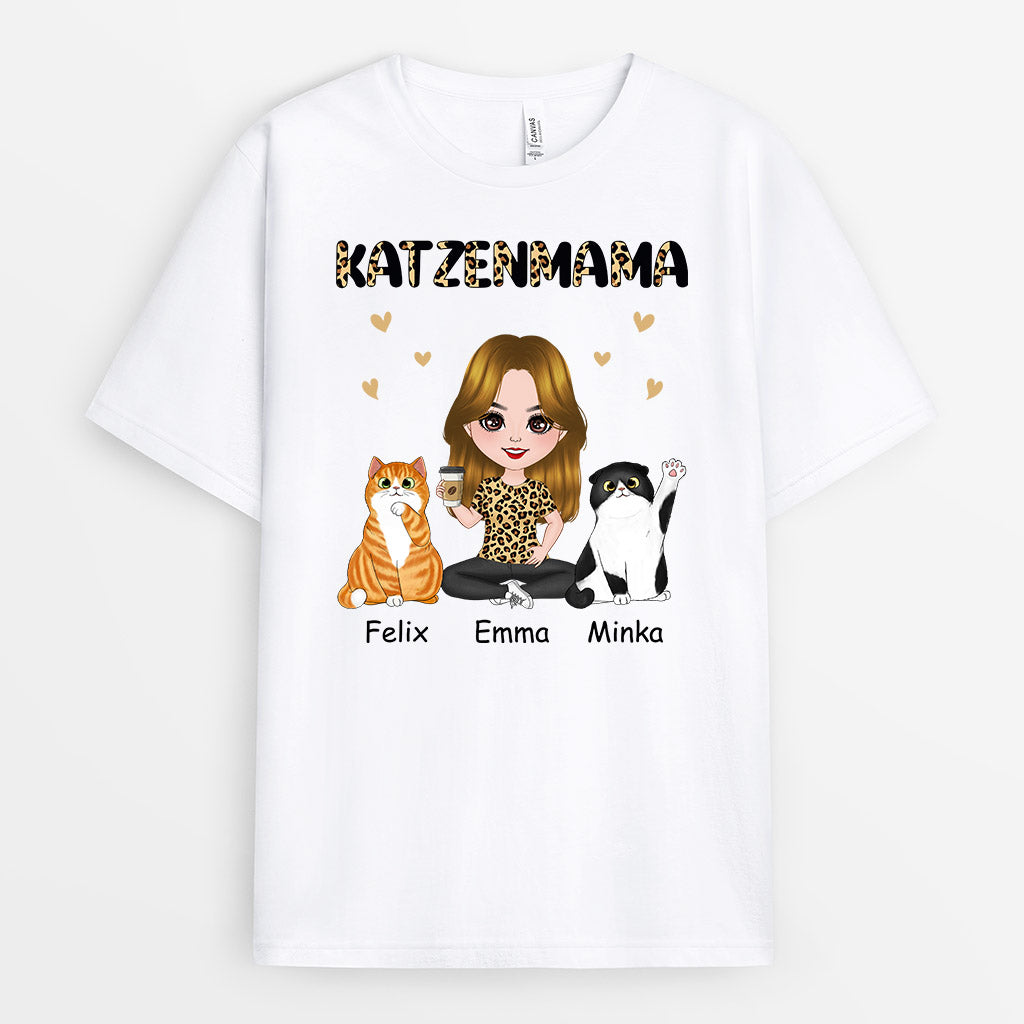 0915AGE1 Personalisierte Geschenke T Shirt Katzen Katzenmama Katzenliebhaber Katzenbestzer