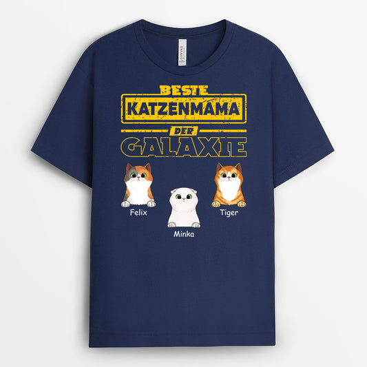 0919AGE1 Personalisierte Geschenke T Shirt Katzen Galaxie Katzenliebhaber Katzenbestzer