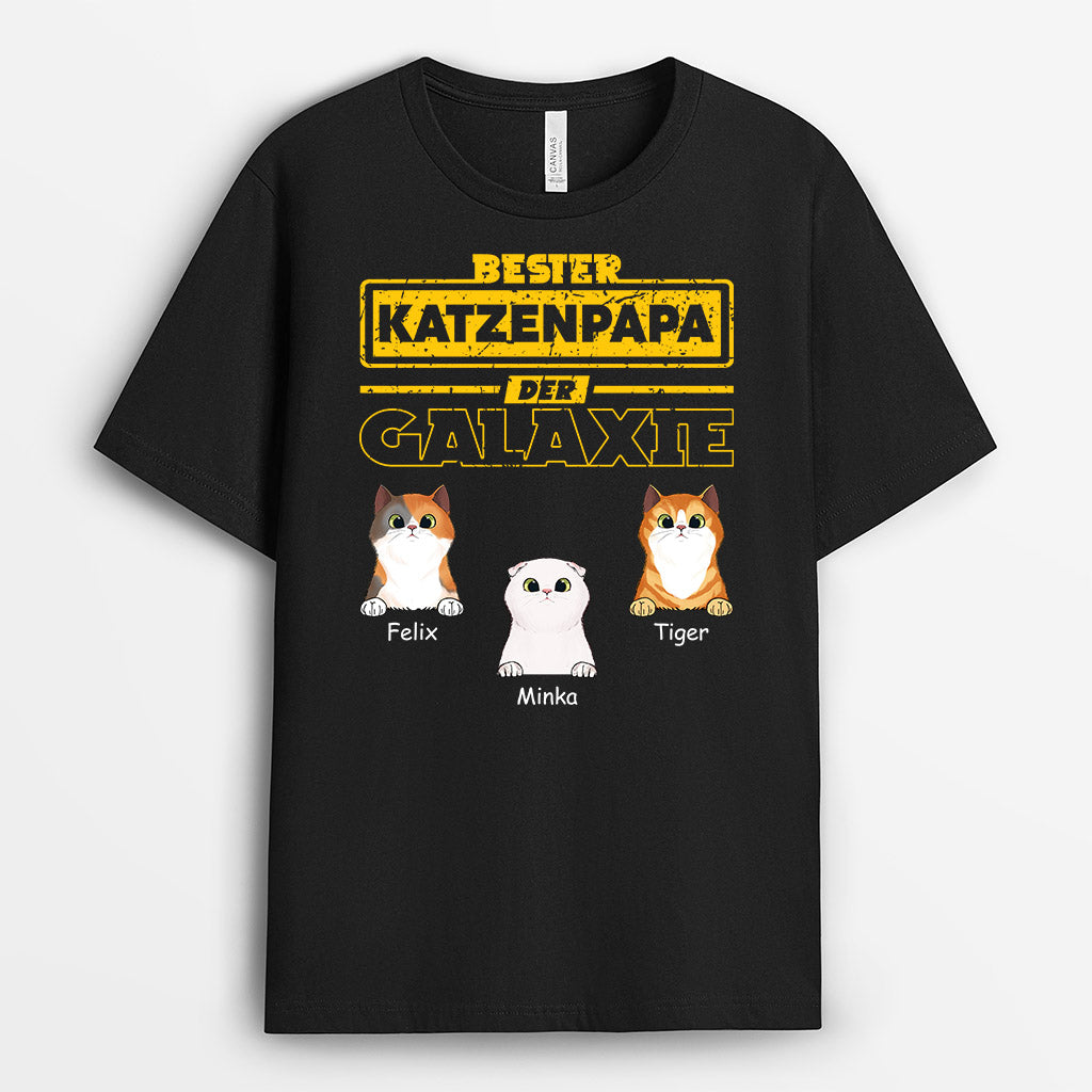 0919AGE2 Personalisierte Geschenke T Shirt Katzen Galaxie Katzenliebhaber Katzenbestzer