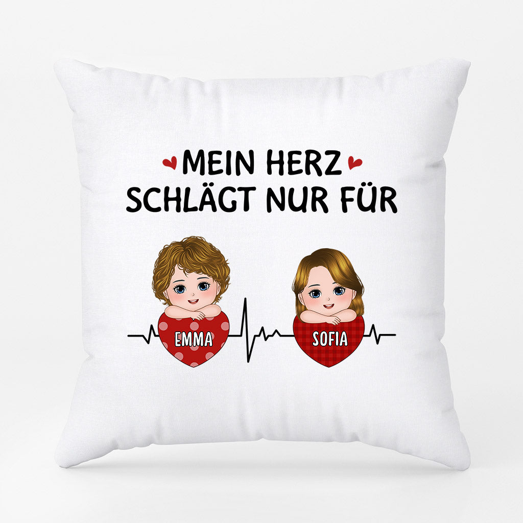 0928PGE1 Personalisierte Geschenke Kissen Herzen Kinder Enkelkinder Papa Mama Opa Oma