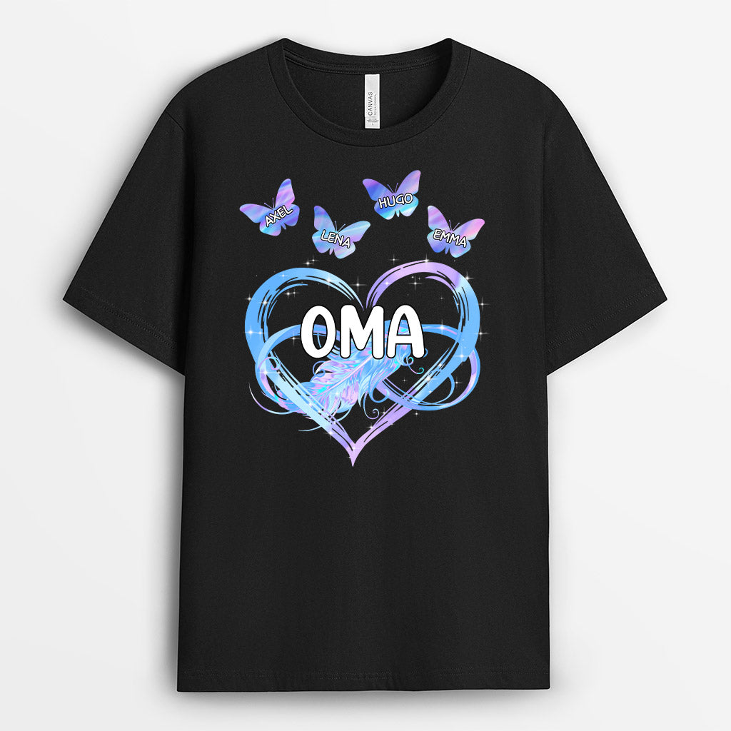 0929AGE1 Personalisierte Geschenke T Shirt Herzen Kinder Enkelkinder Mama Oma
