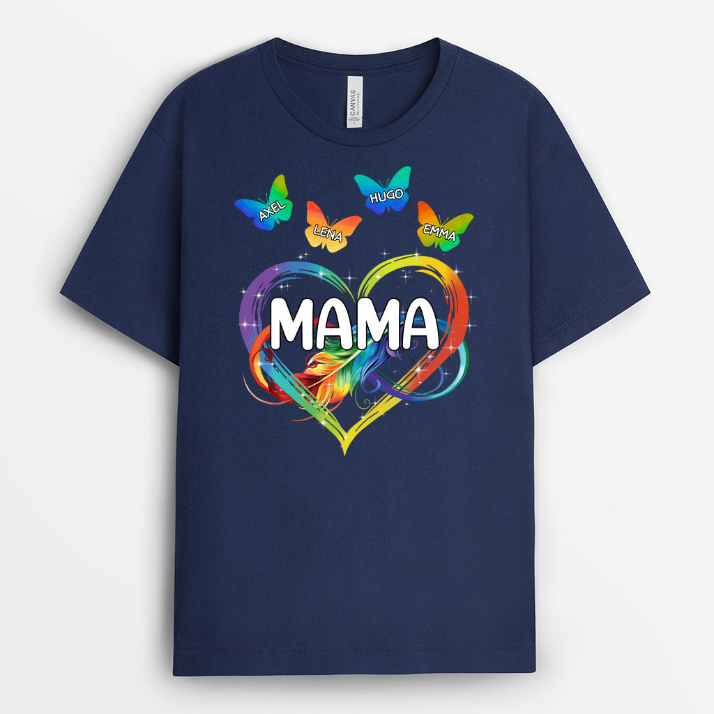 0929AGE2 Personalisierte Geschenke T Shirt Herzen Kinder Enkelkinder Mama Oma