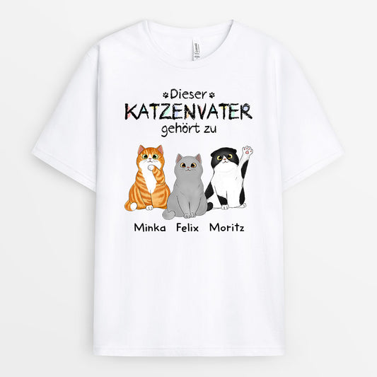 0938AGE1 Personalisierte Geschenke T Shirt Katzen Katzenliebhaber Katzenbestzer