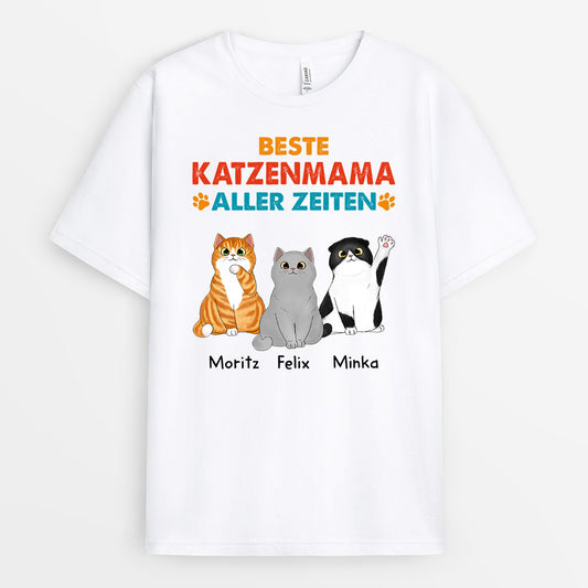 0943AGE1 Personalisierte Geschenke T Shirt Katzen Katzeneltern Katzenliebhaber Katzenbesitzer