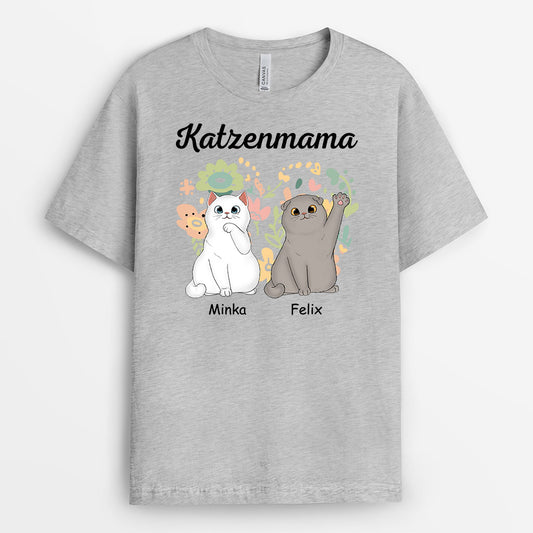 0953AGE1 Personalisierte Geschenke T Shirt Katzen Katzenmama Katzenbesitzer