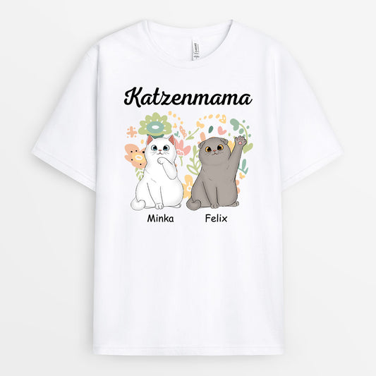 0953AGE2 Personalisierte Geschenke T Shirt Katzen Katzenmama Katzenbesitzer