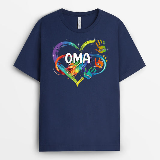 0965AGE1 Personalisierte Geschenke T Shirt Herzen Kinder Enkelkinder Mama Oma