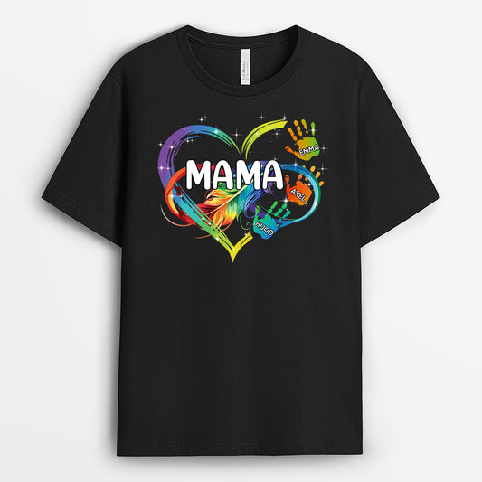 0965AGE2 Personalisierte Geschenke T Shirt Herzen Kinder Enkelkinder Mama Oma