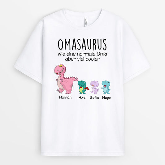 0967AGE2 Personalisierte Geschenke T Shirt Kinder Enkelkinder Saurus Dinosaurier Mama Oma