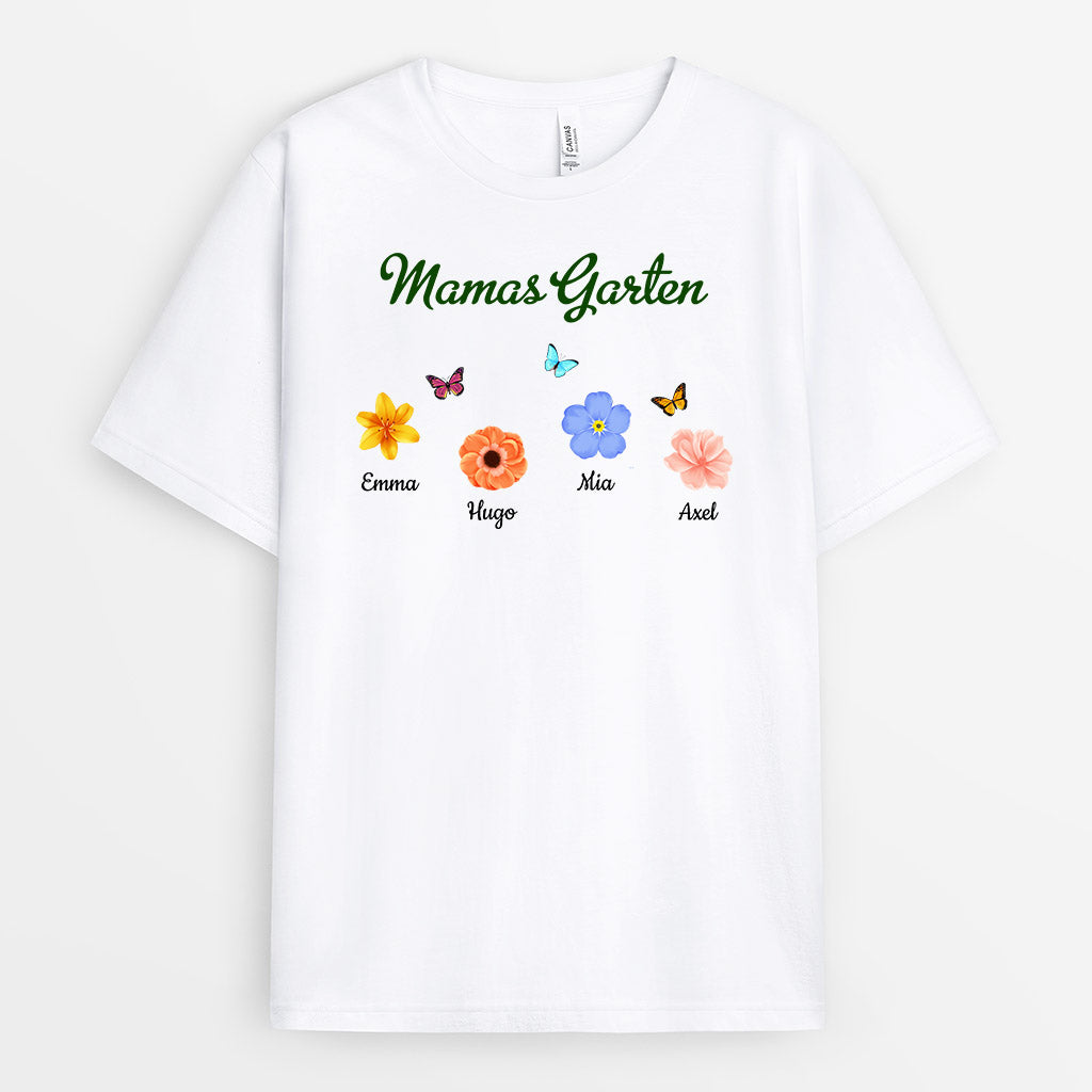 0971AGE2 Personalisierte Geschenke T Shirt Kinder Enkelkinder Garten Blumen Mama Oma