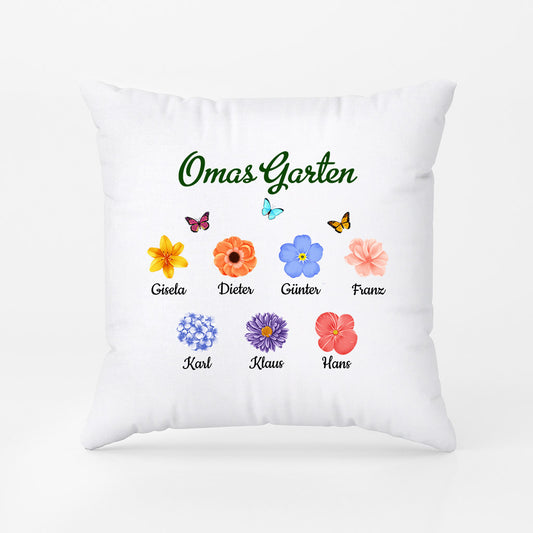 0971PGE2 Personalisierte Geschenke Kissen Kinder Enkelkinder Garten Blumen Mama Oma