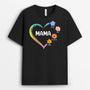 0980AGE1 Personalisierte Geschenke T Shirt Blumen Herzen Mama Oma