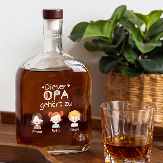 0989AGE2 dieser papa gehort zu personalisierte whiskyflasche papa opa buntstifte 0989aicp0b
