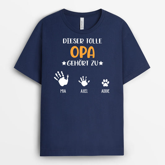 1043AGE2 Personalisierte Geschenke T Shirt Kinder Enkelkinder Hande Papa Opa