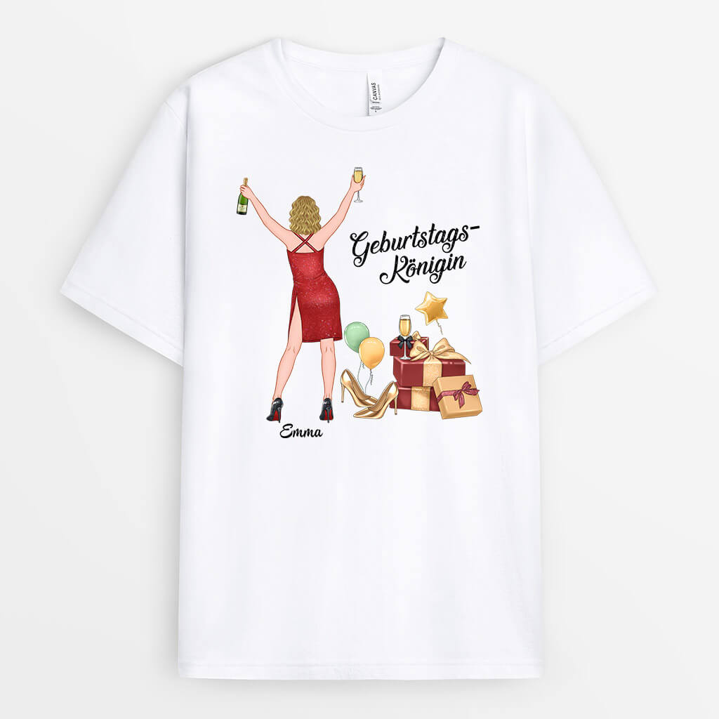 1054AGE1 Personalisierte Geschenke T Shirt Geburtstag Frauen Konigin Oma Mama Freundin