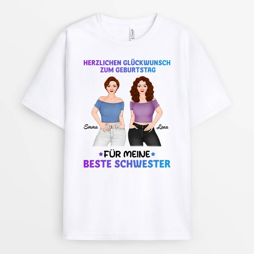 1068AGE2 Personalisierte Geschenke T Shirts Beste Freundin Geburtstag Schwester