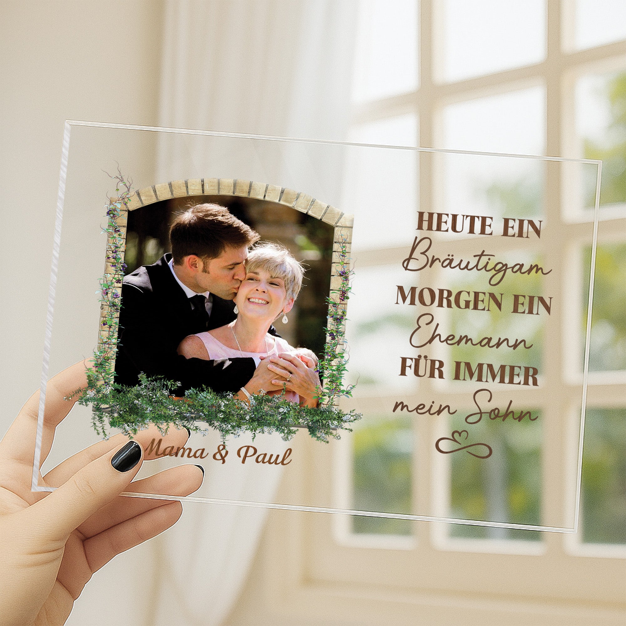 1090RGE3 fur immer mein sohn personalisierte acryl plakette_ sohn mit foto zur hochzeit 1090R8L0G